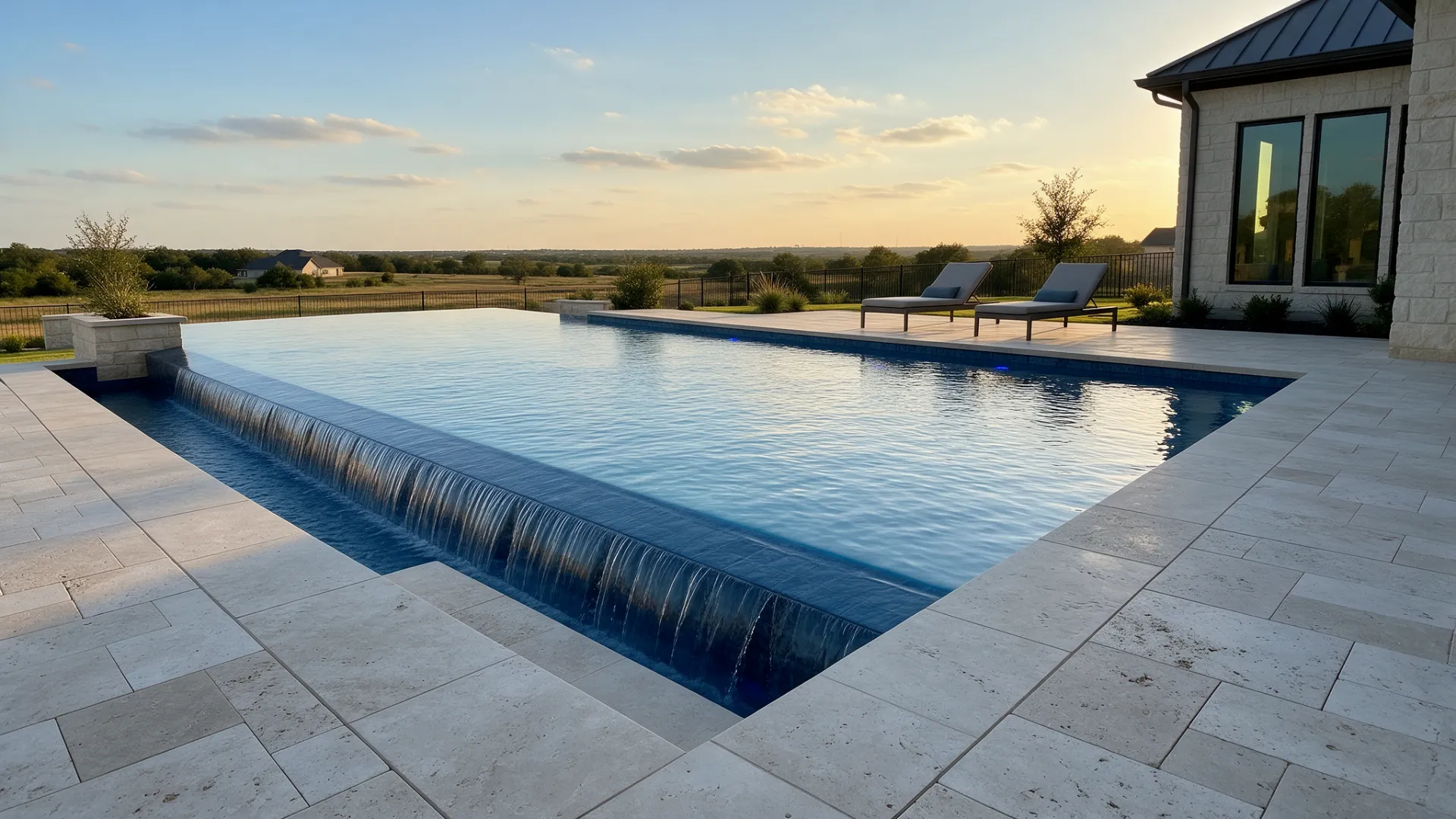 Infinity edge custom pool built by Apex Pools in North Texas