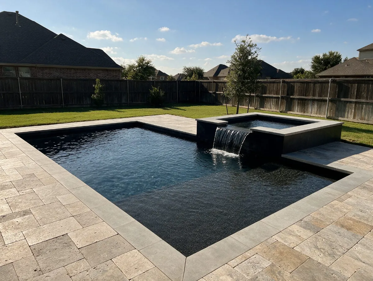 Modern pool with raised spa spillway